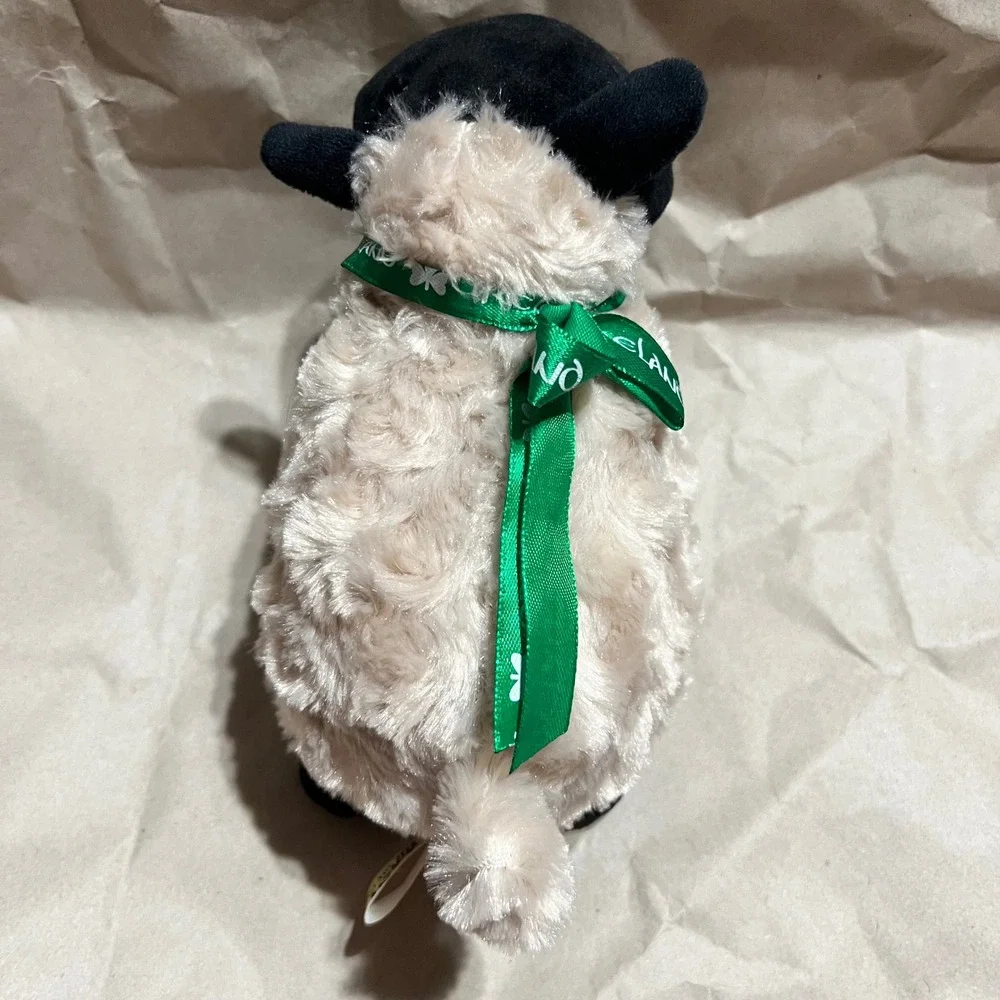 The Irish Soft Toy Co Medium Sheep Plush Cream‎ Black Ireland Ribbon Shamrock